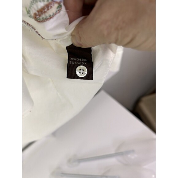 7 Diamonds Embroidered Mens Off White Button Down LS Shirt Size XL - Picture 9 of 10